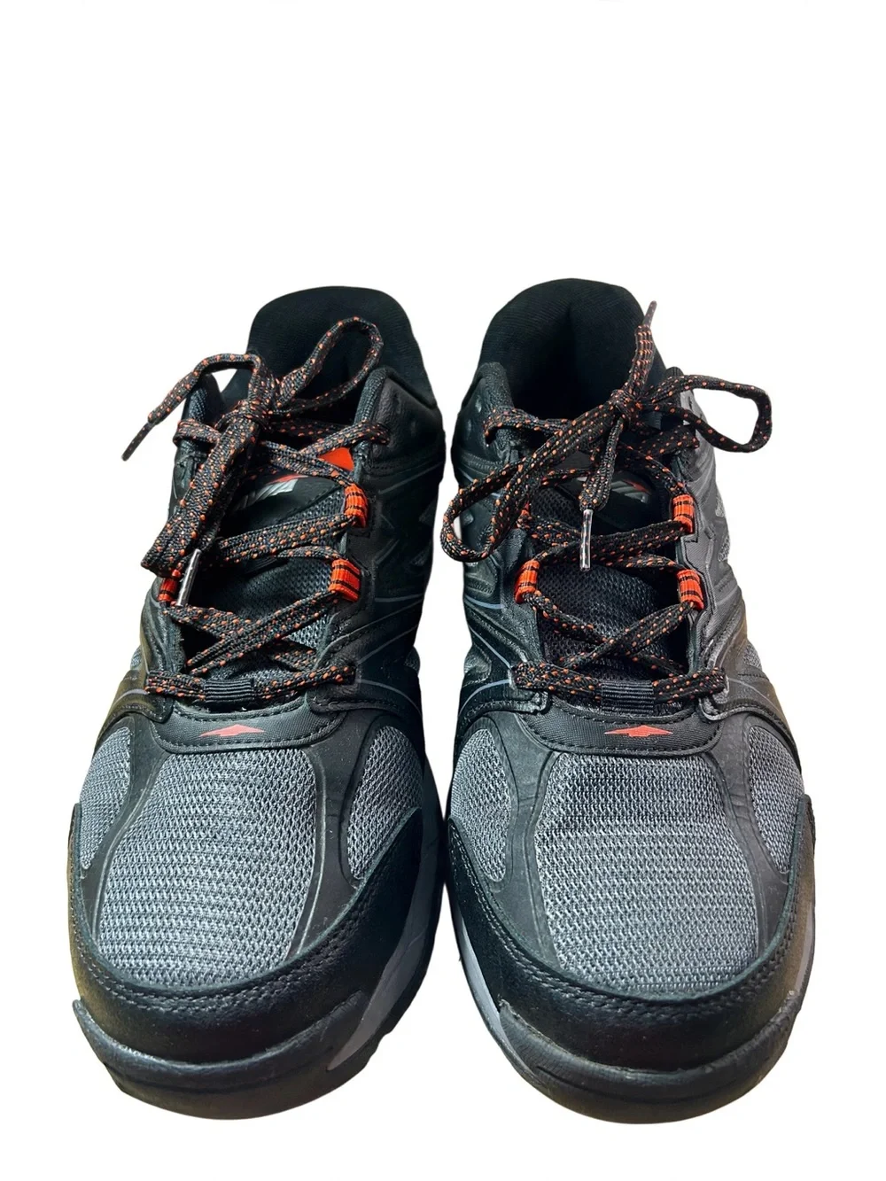 Black and Gray Men's Athletic Sneakers with Orange Accents